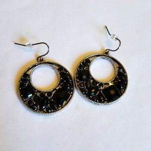 Round black earrings